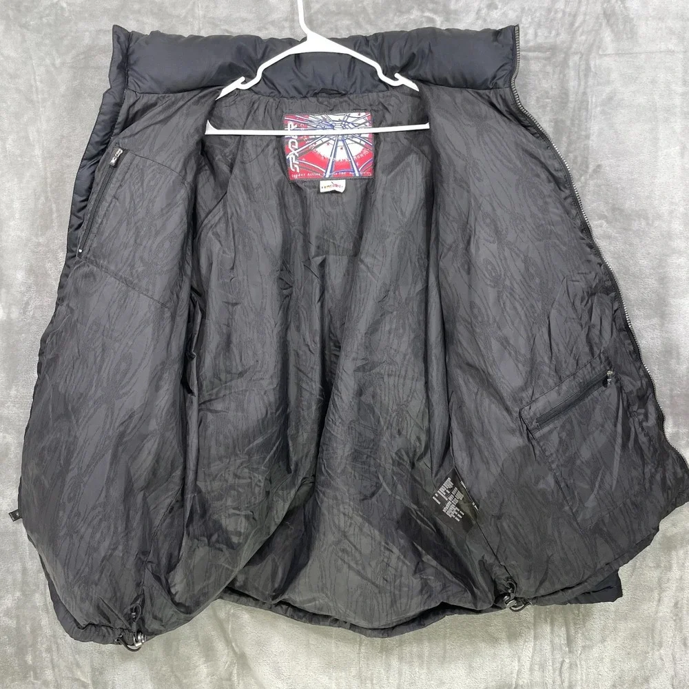 Spyder Men's XXL Puffer Jacket Grey Goose Down Feather Thick Black Hideaway Hood